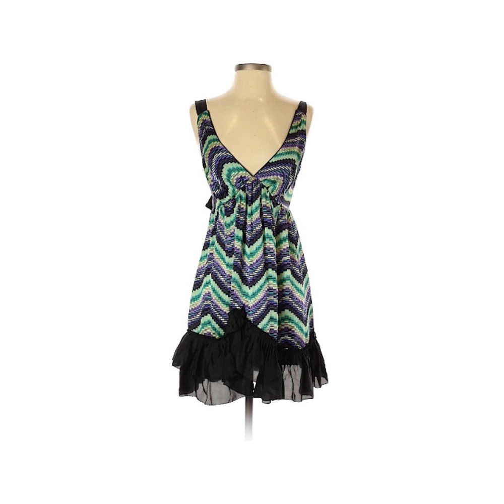 JALOUX_ |silk dress mini ruffles plunge Small